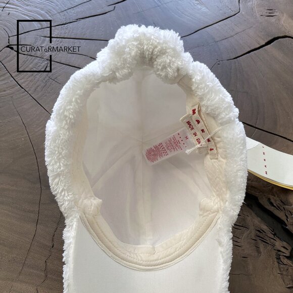 Marni: M Faux Fur Terry Cloth Embroidered Logo Baseball Cap FW24 - Picture 7 of 13